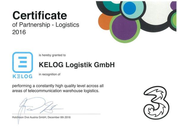 H3A Auszeichnung Logistikpartner 2016